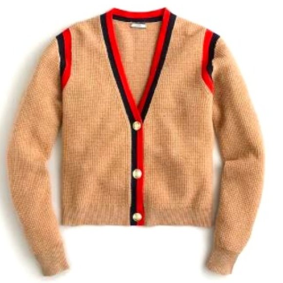 J Crew Cashmere Waffleknit Cardigan 